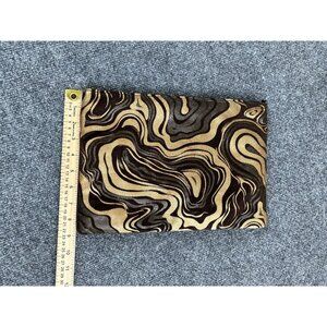 Pinky Bag Brown & Gold Genuine Leather Clutch With Abstract Swirl Design And Zip
